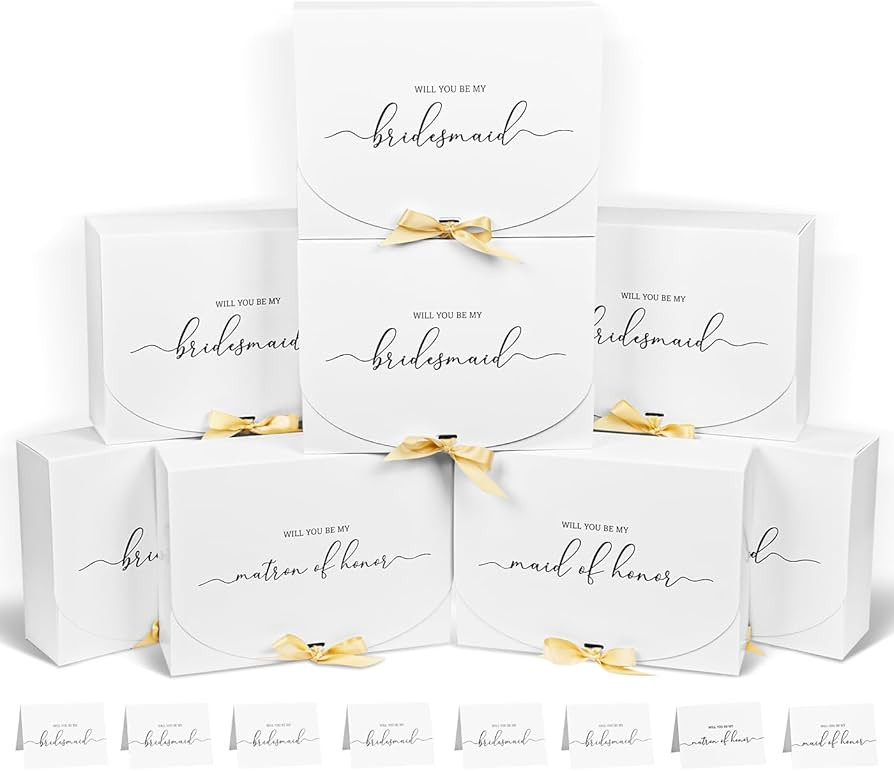 8Pack Bridesmaid Proposal Box with Bridesmaid Cards, Bridesmaid Boxes with Ribbon, Maid Matron of... | Amazon (US)