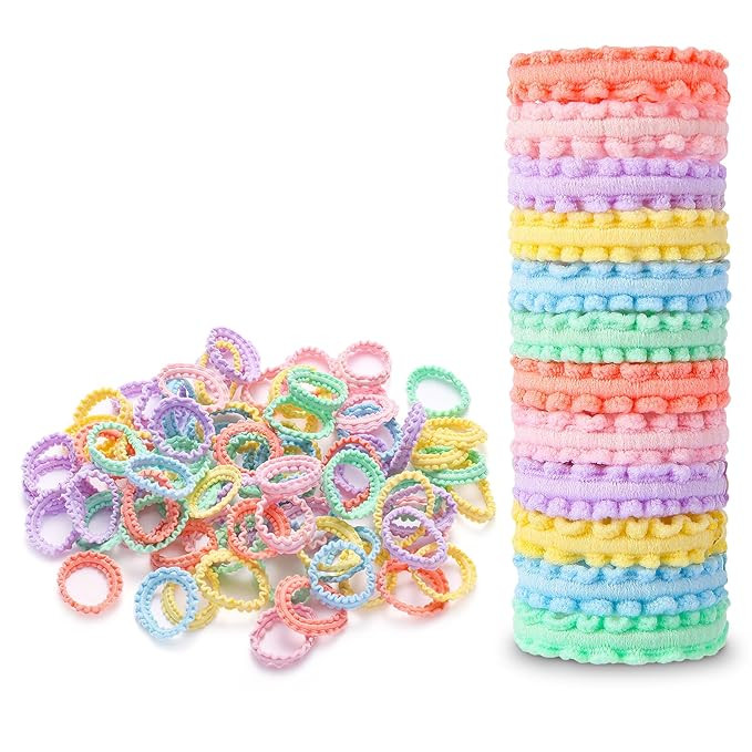 Youxuan Small Elastic Hair Ties, Soft, Stretchy, and Non-Damage Hair Bands, Multi-Color 100 Pcs S... | Amazon (US)