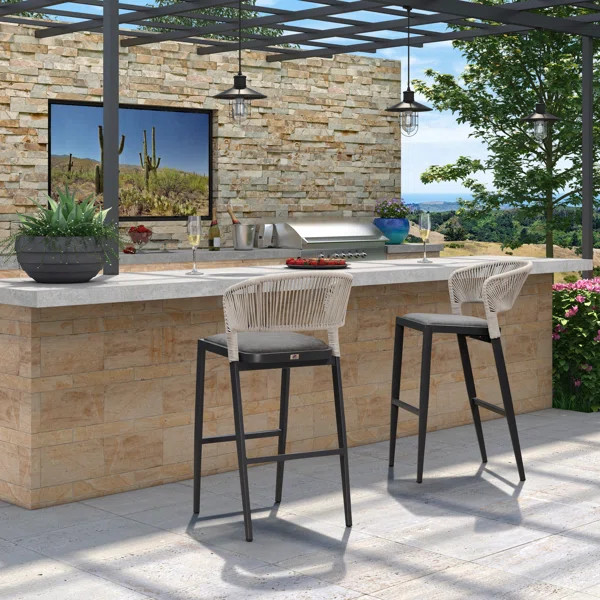 Brasia 29.72" Patio Bar Stool with Cushion | Wayfair North America