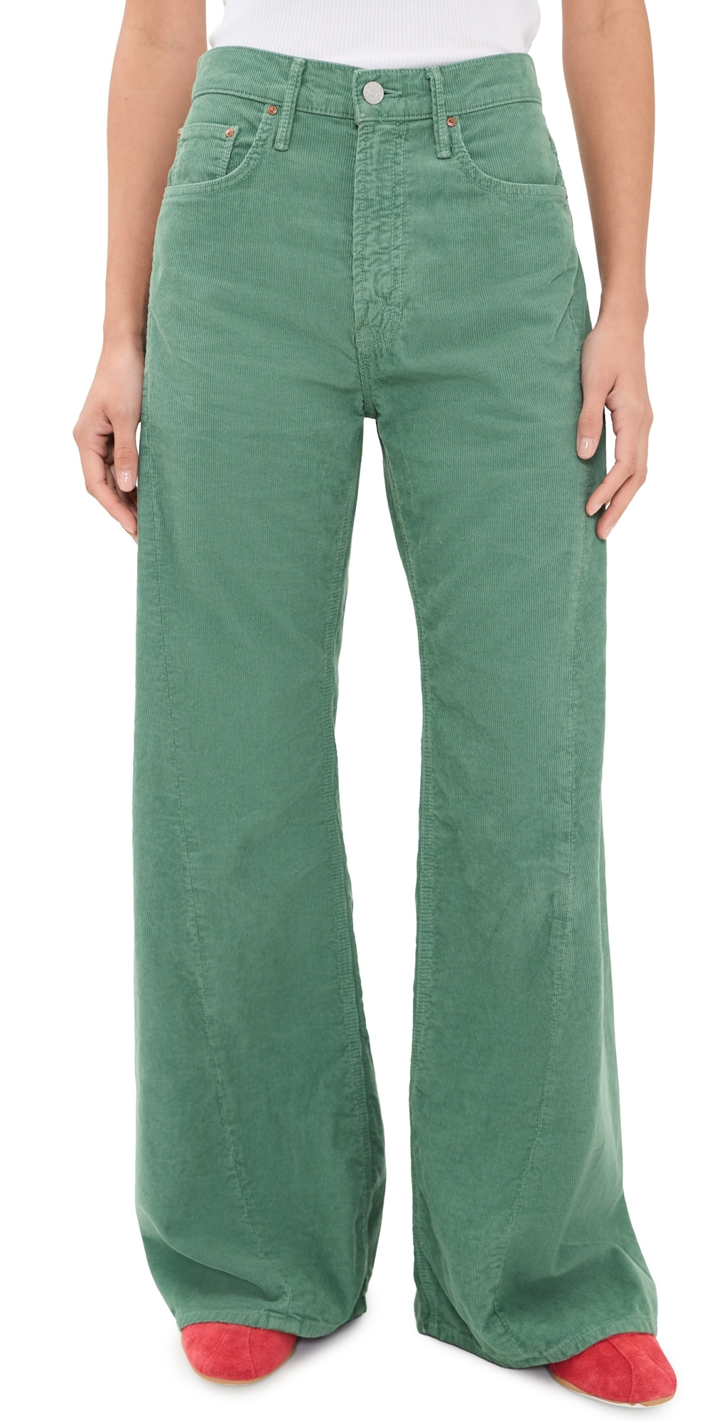 MOTHER The Lemon Twist Sneak Corduroy Jeans Dark Ivy 23 | Shopbop
