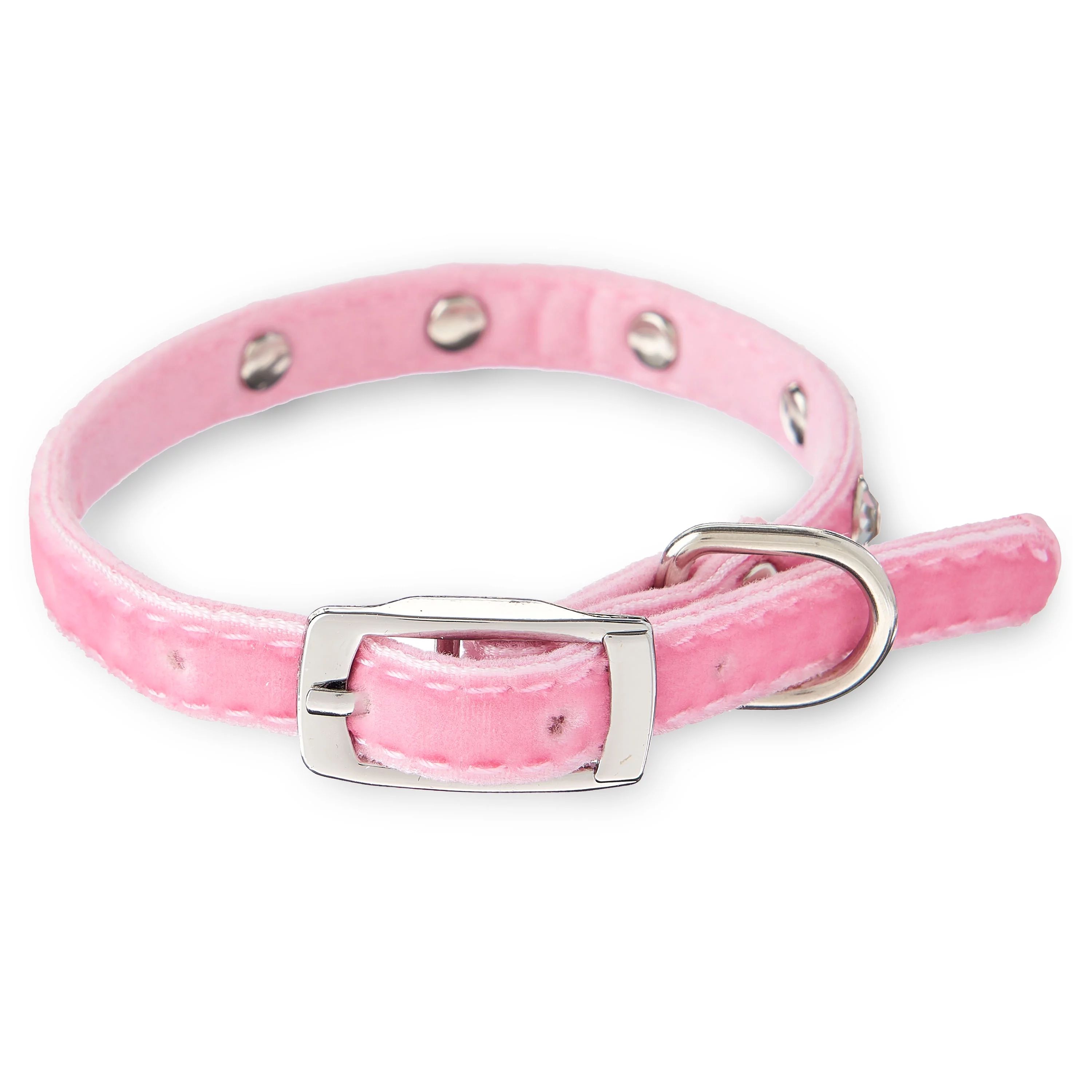 Vibrant Life Velvet and Rhinestone Dog Collar, Pink, XS | Walmart (US)