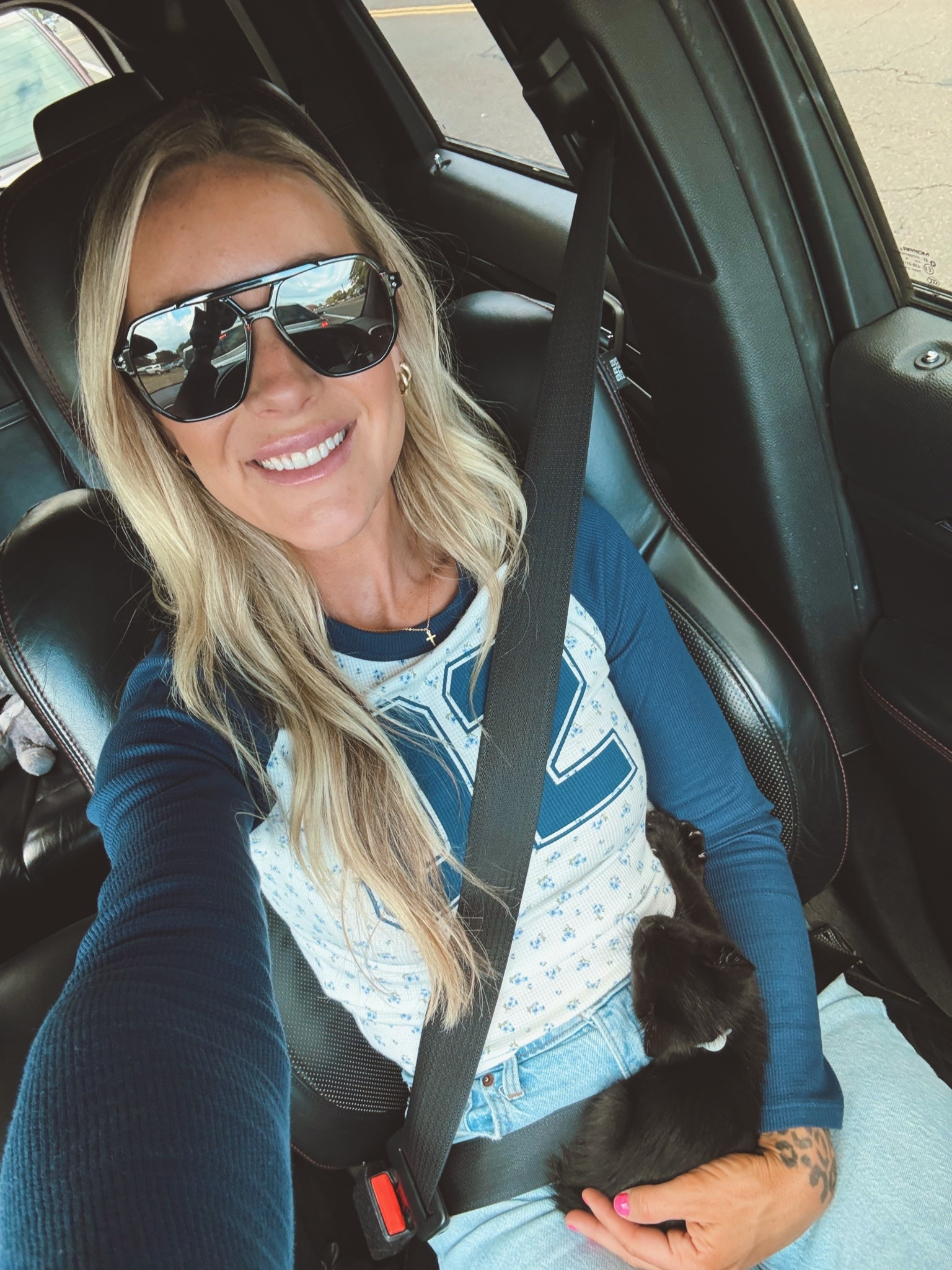 My favorite sunnies and my little baby kitty, Bear 🖤