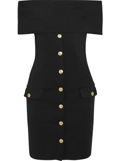 Pierre Balmain - Off-the-shoulder Stretch-jersey Mini Dress - Black | NET-A-PORTER (US)