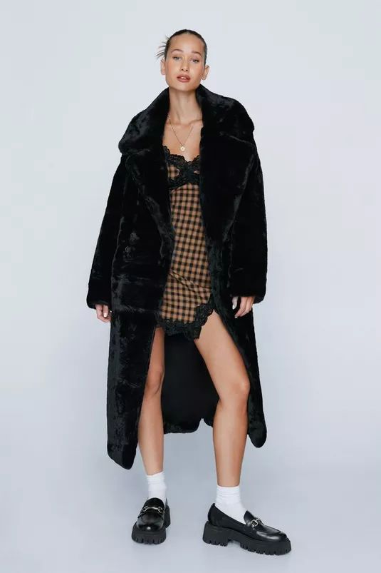 Petite Longline Faux Fur Coat | Nasty Gal (US)