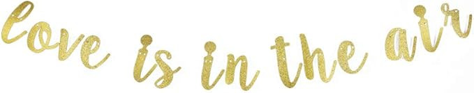 Love is in The Air Banner, Gold Gliter Paper Sign for Wedding/Engagement/Valentine's Day Party | Amazon (US)