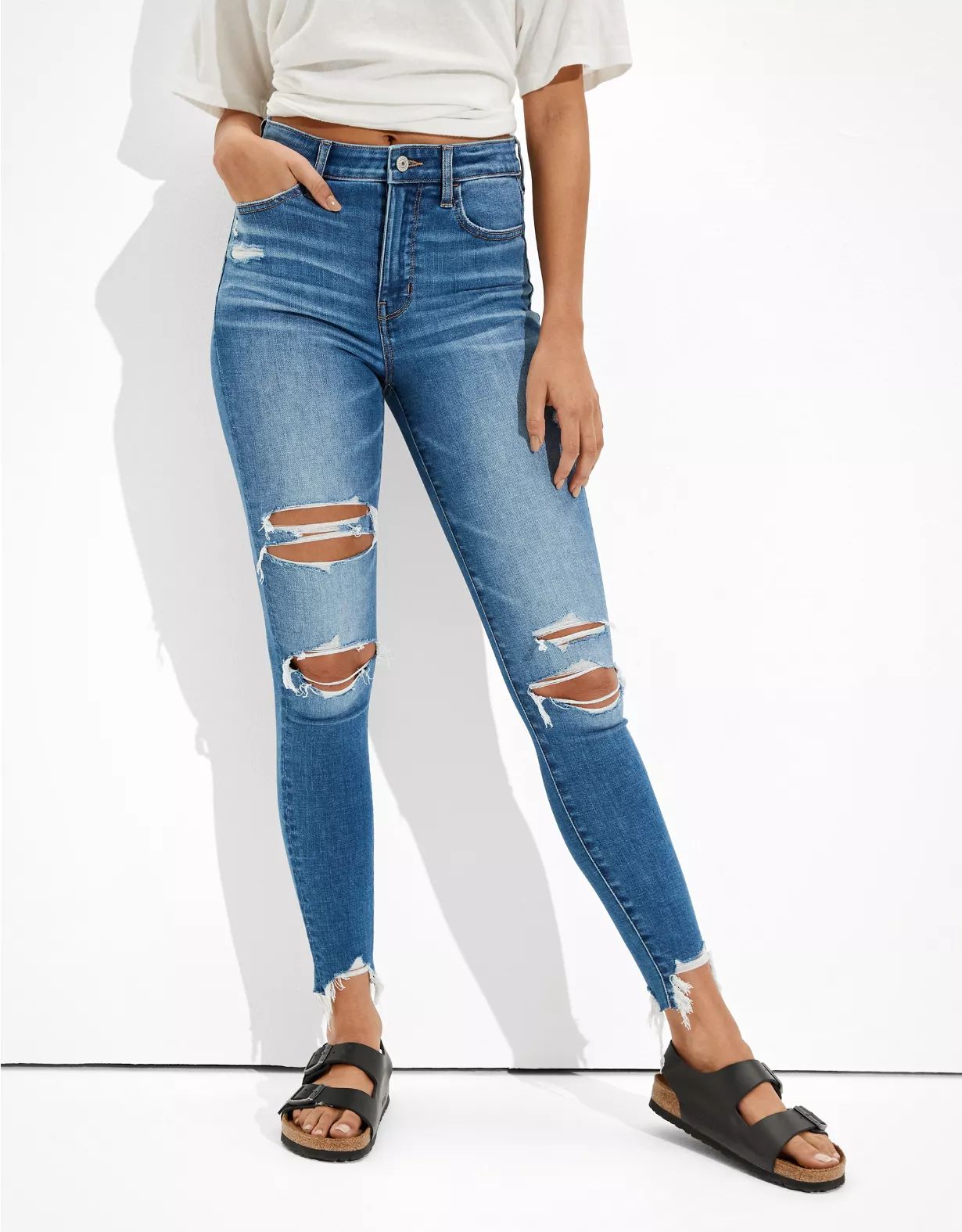 AE Ne(x)t Level Temp Tech Ripped Super High-Waisted Jegging | American Eagle Outfitters (US & CA)