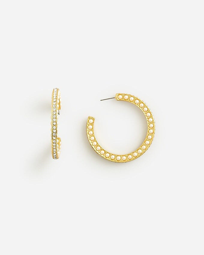 Pearl and crystal hoop earrings | J. Crew US
