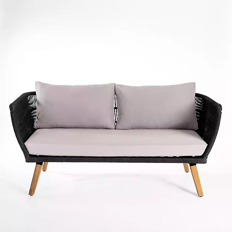 Sahara Black Rope Outdoor Settee | Kirkland's Home