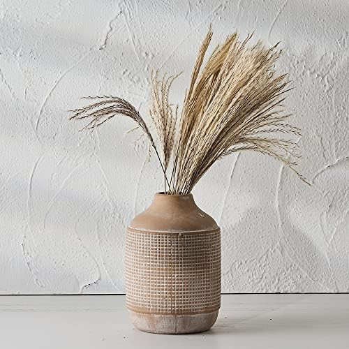 Ceramic Rustic Farmhouse Vase, Sand Glaze Finish Boho Vase, Pottery Decorative Flower Vase for Ho... | Amazon (US)