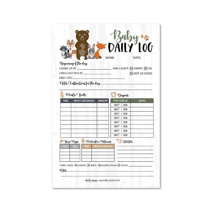 Hadley Designs Nanny Newborn Baby or Toddler Log Tracker Journal Book, Daily Schedule Feeding Sle... | Amazon (US)