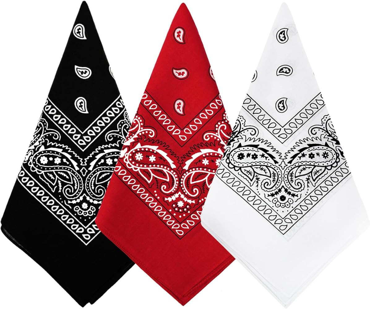 Bycc Bynn 3 Pack 100% Cotton Paisley Pattern Bandanas Face Mask Square Scarf Headwear | Amazon (US)