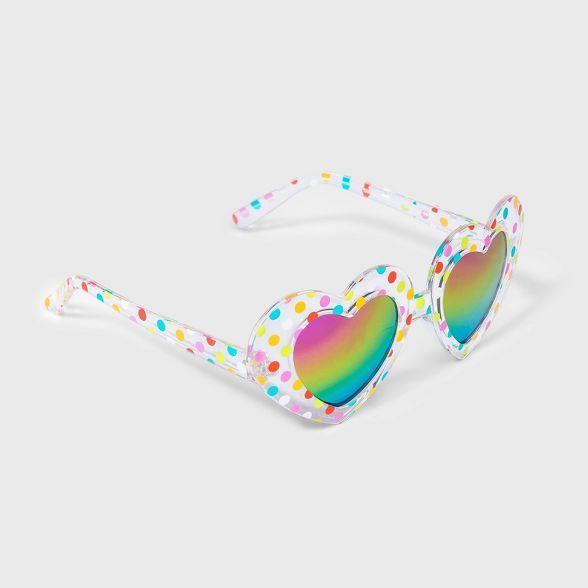 Toddler Girls' Heart Polka Dot Sunglasses - Cat & Jack™ White | Target