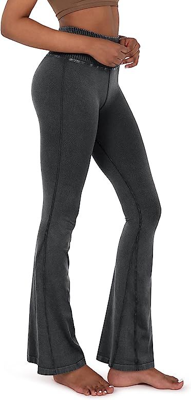 ODODOS Seamless Flare Leggings for Women Ribbed High Waist Gym Workout Casual Bootcut Yoga Pants | Amazon (US)