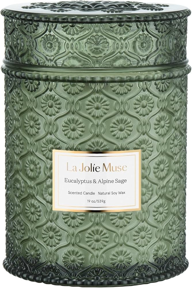 LA JOLIE MUSE Scented Candles Eucalyptus & Alpine Sage, Large Wood Wicked Candles, Decorative Can... | Amazon (US)
