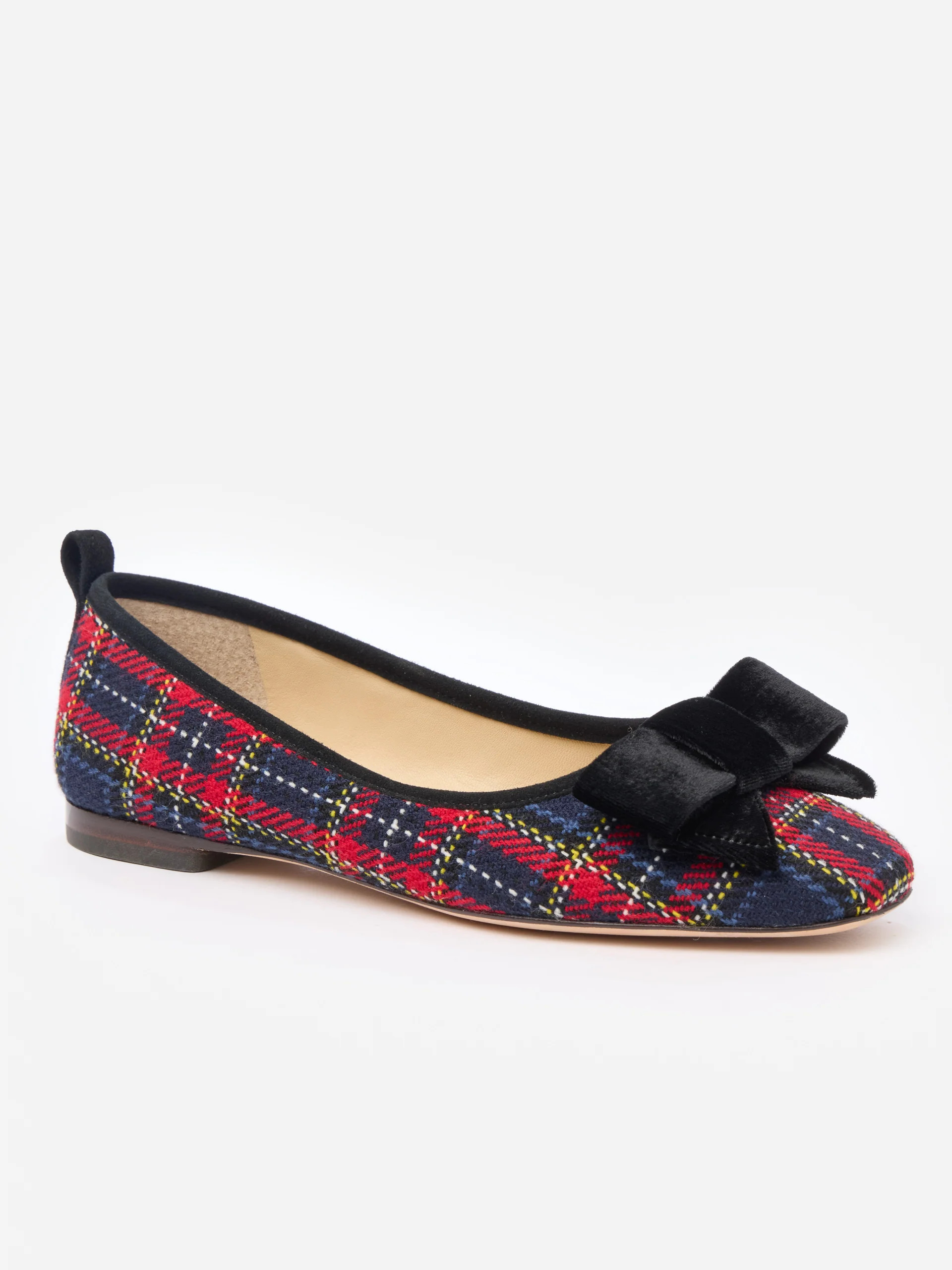 J.McLaughlin Women's Luella Flats in Tartan Navy/Red, Size 9.5 | Cotton | J.McLaughlin