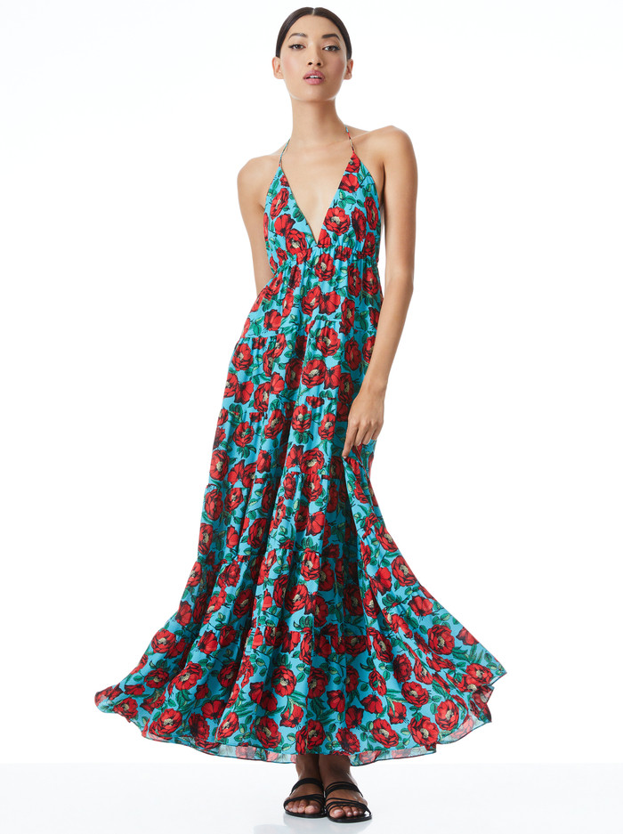 MAE HALTER TIERED MAXI DRESS | Alice + Olivia