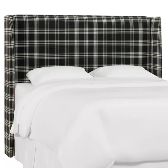 Wingback Headboard Barnegat Plaid Black Sea - Skyline Furniture | Target