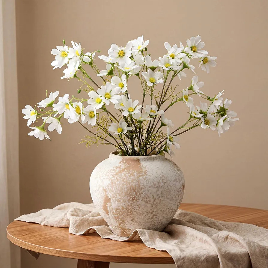 4 Pcs Artificial Daisy Flowers White Fake Cosmos Branches Flowers Faux Silk Artificial Wildflower... | Amazon (US)