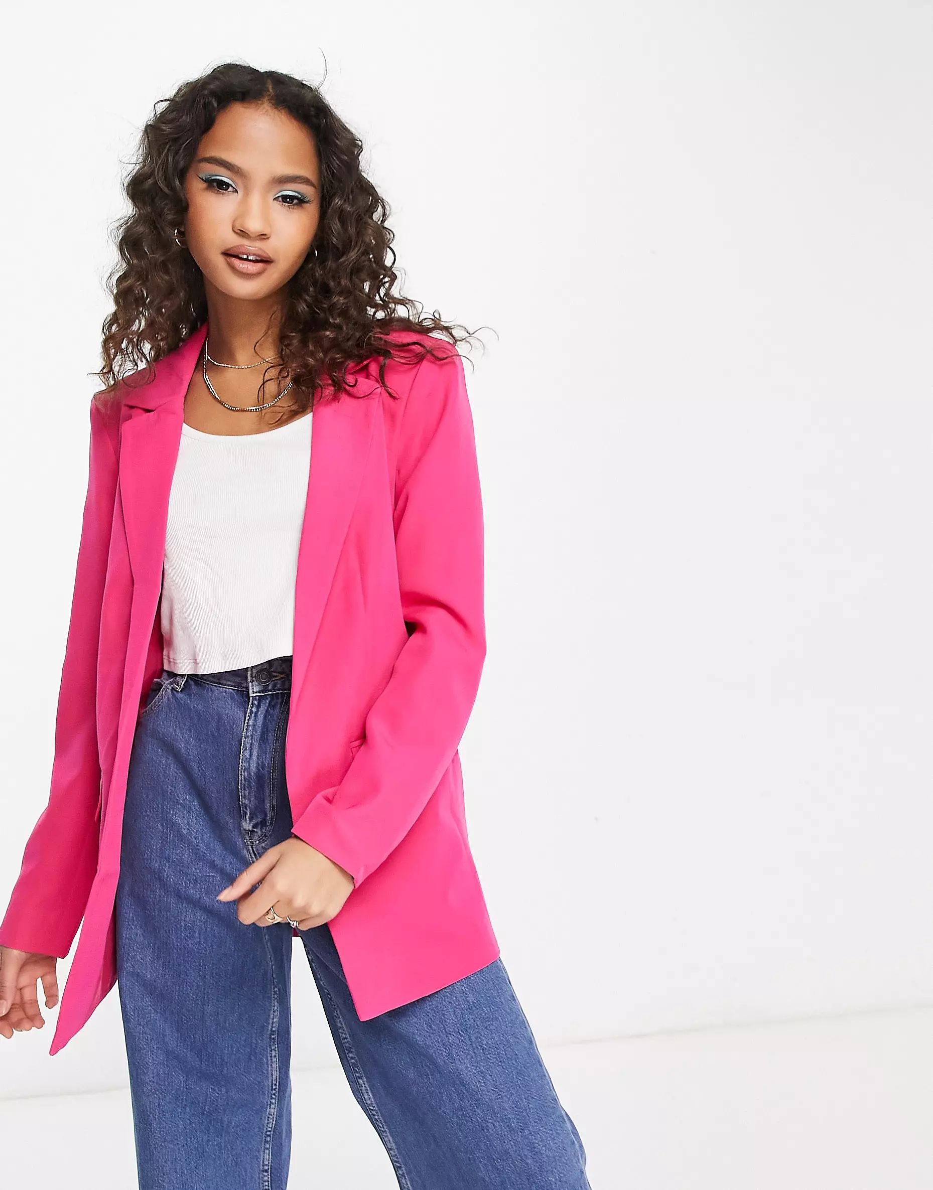 Pieces tailored blazer in pink | ASOS (Global)