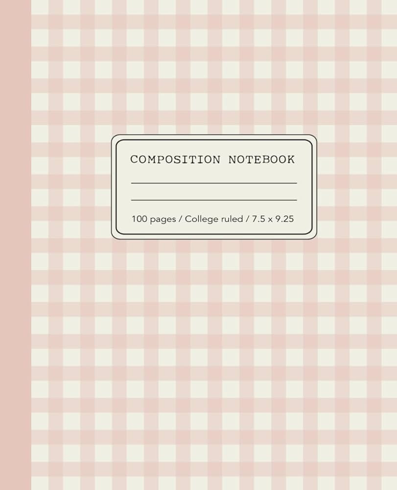 Composition Notebook: Aesthetic Pastel Pink Gingham Notebook - College Ruled | Amazon (US)