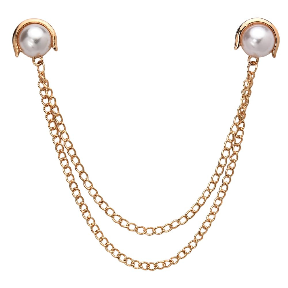 Pearl Brooch Pins Tassel Chain Brooch Collar Pins Lapel Pins for Men Women Dress Shirt Collar Cha... | Amazon (US)