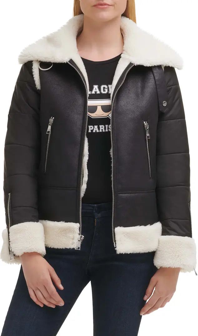 Mixed Media Faux Leather & Faux Shearling Jacket | Nordstrom