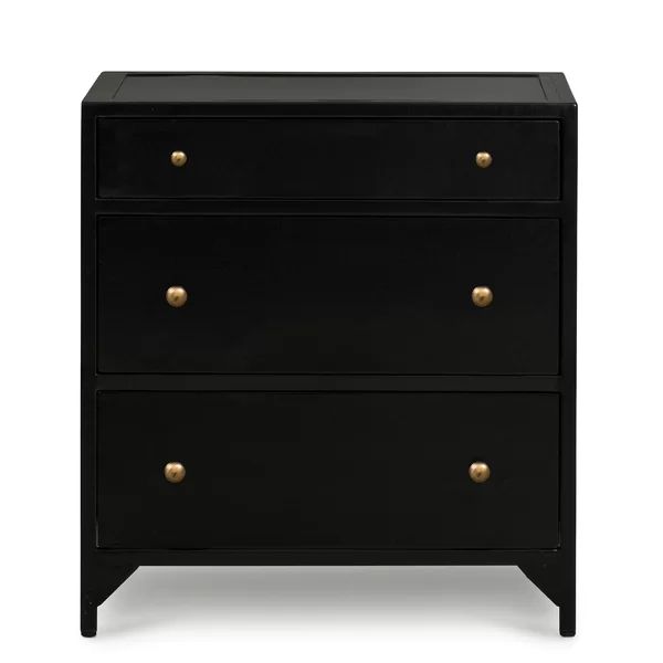 Belmont 3 - Drawer Metal Nightstand in Black | Wayfair North America