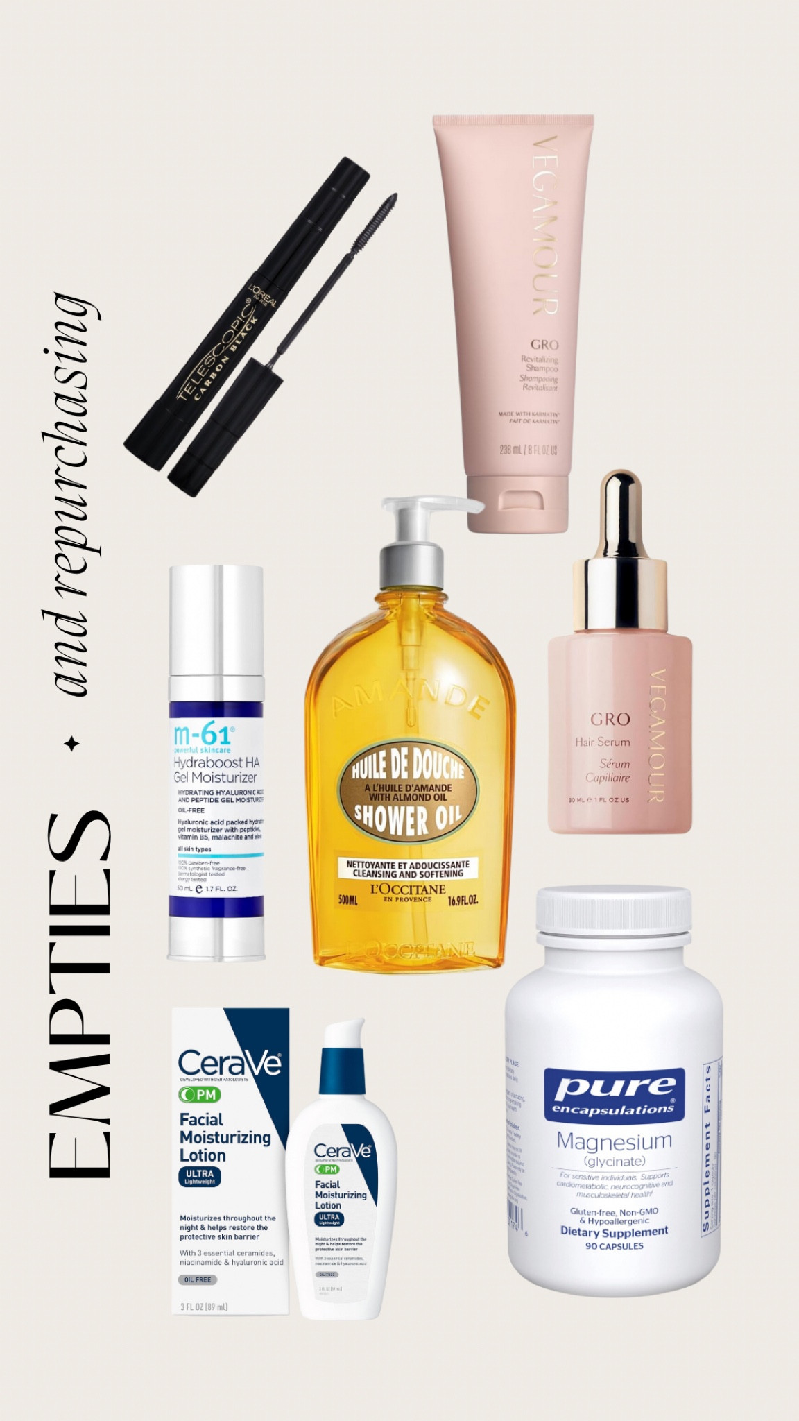 Some of these have been ride or die for a while, and some were new—but all of these knocked it out of the park and are on permanent rotation! If you don’t want insane long lashes, don’t buy the mascara. If you don’t want your hair to grow and be healthy and thick, don’t buy the serum or shampoo. Do you like clear, glass like skin? Buy the lotion and moisturizer. The body wash leaves your skin so moisturized and glowy I can’t get enough. 

#LTKbeauty #LTKfindsunder50 #LTKstyletip