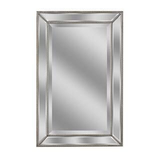 Deco Mirror 24 in. W x 36 in. H Framed Rectangular Beveled Edge Bathroom Vanity Mirror in Champag... | The Home Depot