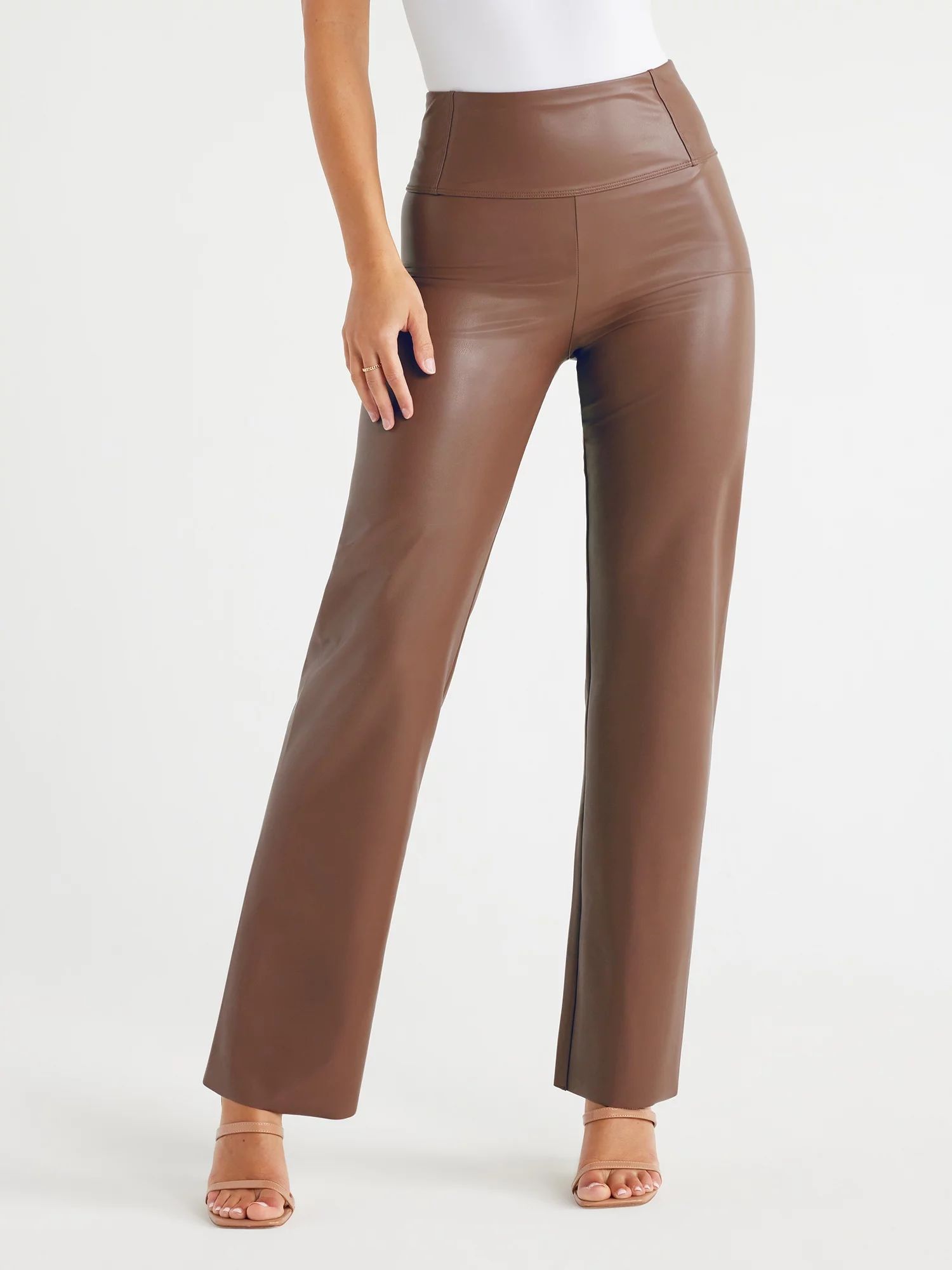 Sofia Jeans Women's Faux Leather Bootcut Pants, 32.5" Inseam, Sizes XS-2XL | Walmart (US)