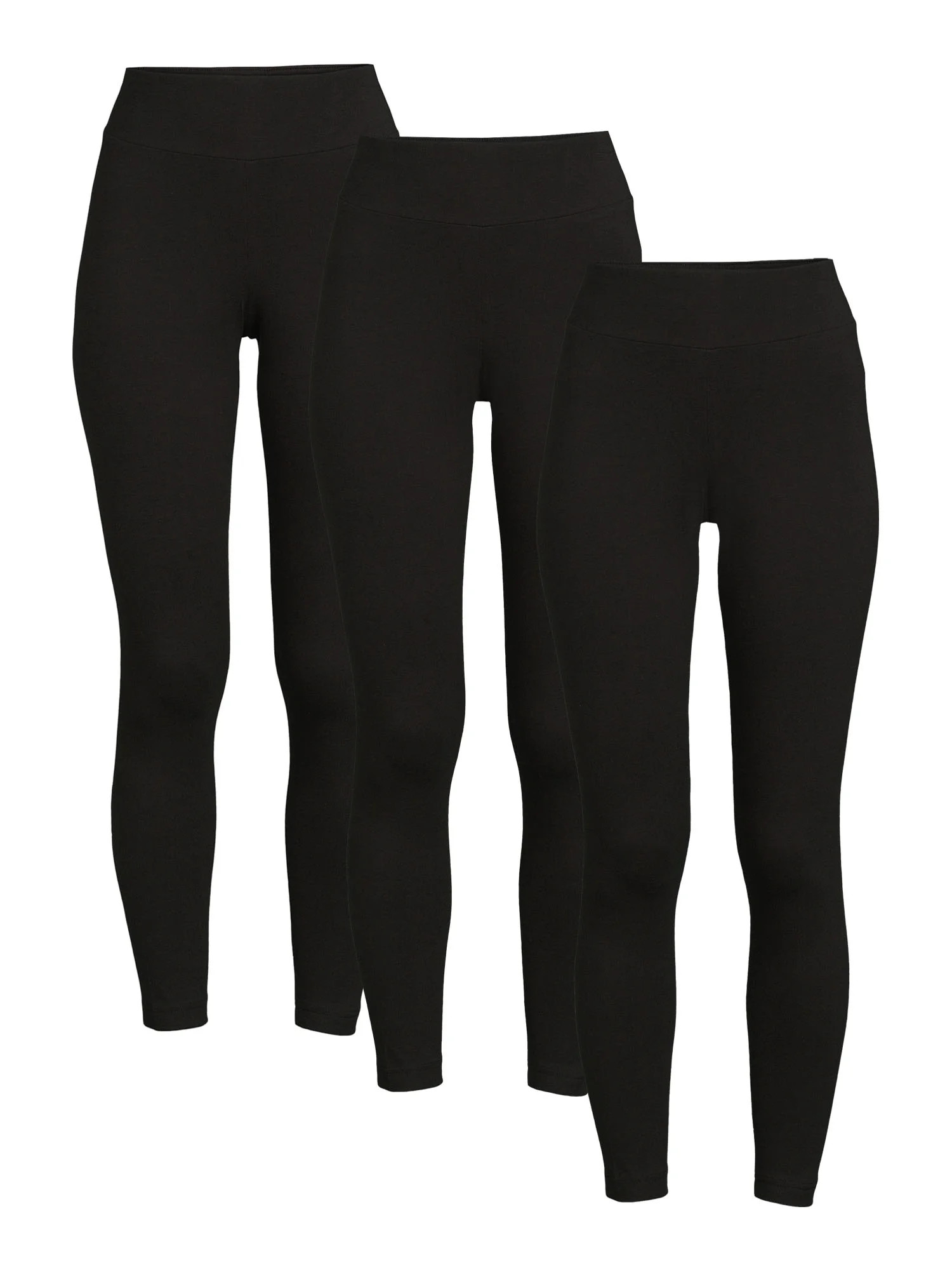 Time and Tru Women's High Rise Knit Leggings, 3-Pack, 27" Inseam, Sizes XS-XXXL | Walmart (US)