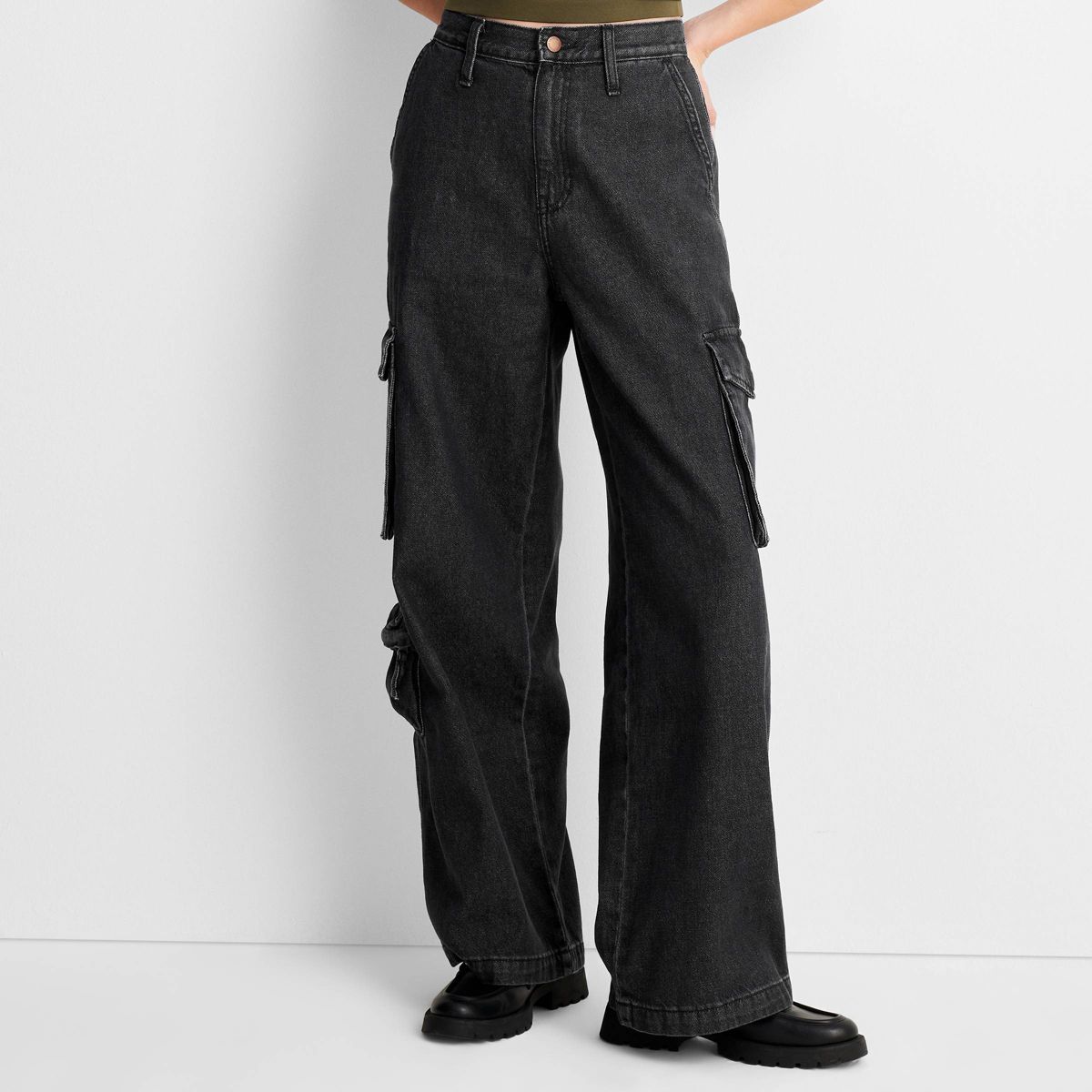 Women's High-Rise Wide Leg Denim Cargo Pants - Universal Thread™ | Target