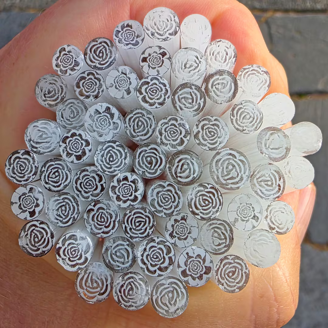 COE 96 Murrini Flower: Roses are White - 1 oz Cane/Sticks | Etsy (US)