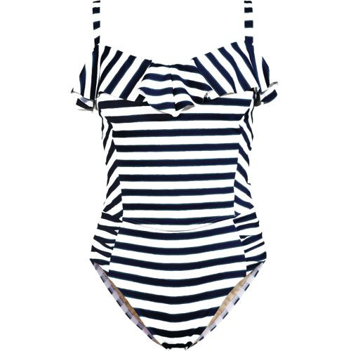 Women's LE x T and T The Tegan Ruffle V-Neck Plunge One Piece | Lands' End (US)
