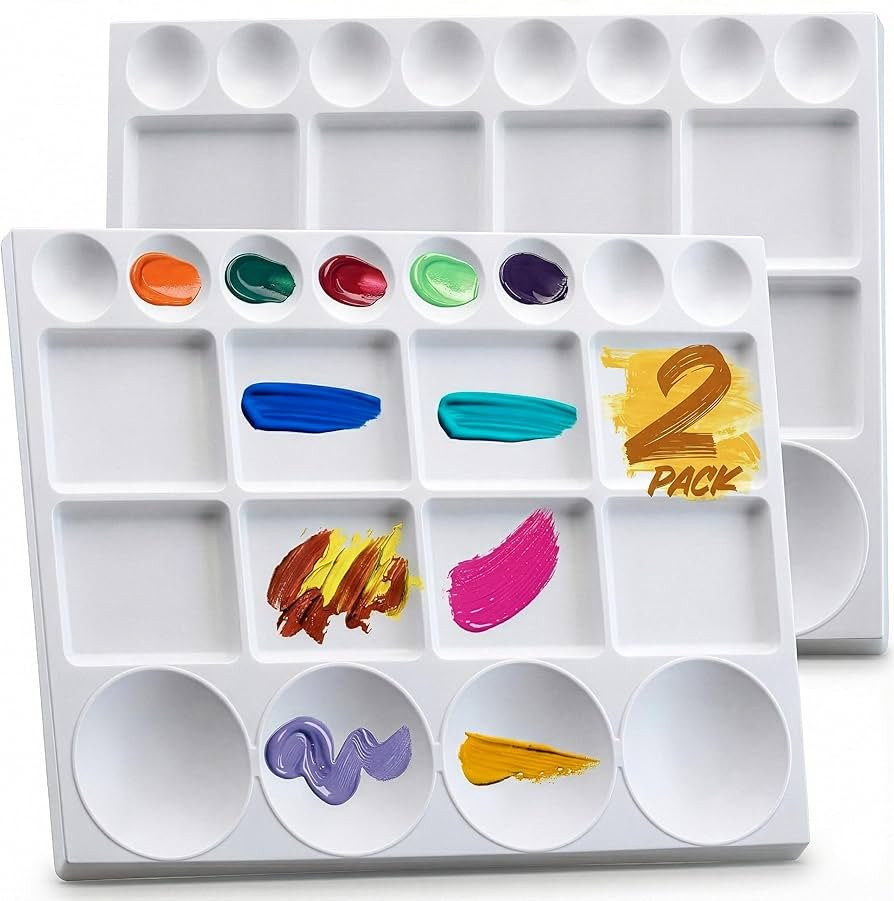 DUGATO Large Paint Palette Trays (2 Pack, 10x13) - 20-Well Plastic Mixing Palettes for Acrylic, O... | Amazon (US)