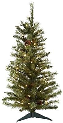 Nearly Natural 5441 Christmas Tree with Pine Cones and Clear Lights, 3-Feet, Green | Amazon (US)