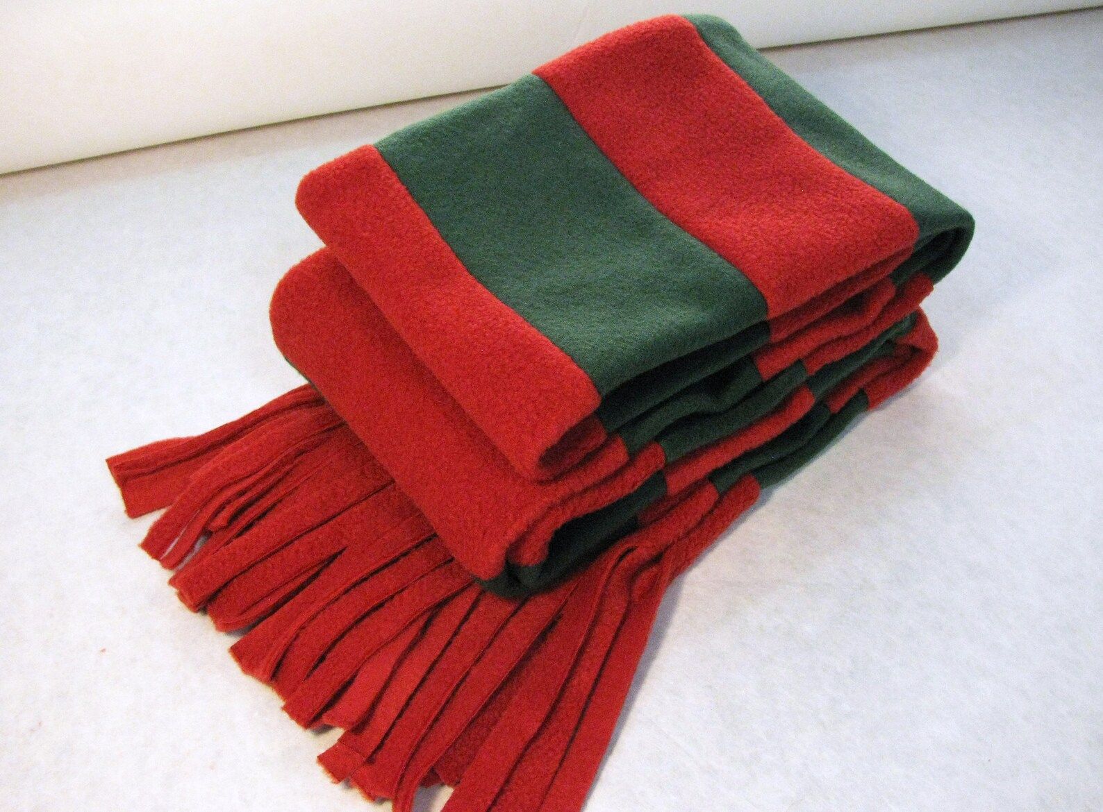 Christmas Scarf  Red Green Long Striped Fleece Scarf  - Etsy | Etsy (US)