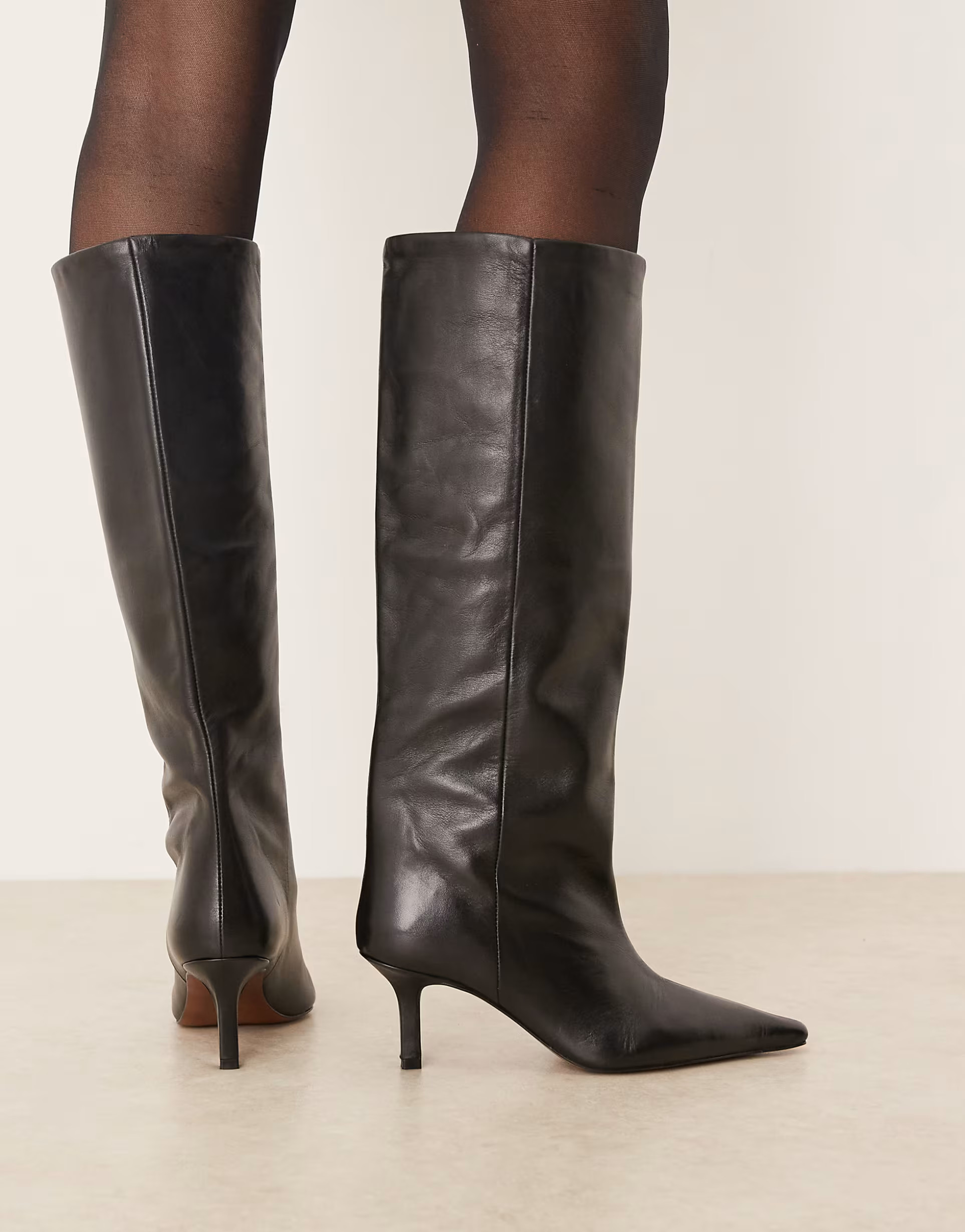 ASOS DESIGN Cleoni premium leather pull on knee boots in black leather | ASOS | ASOS (Global)