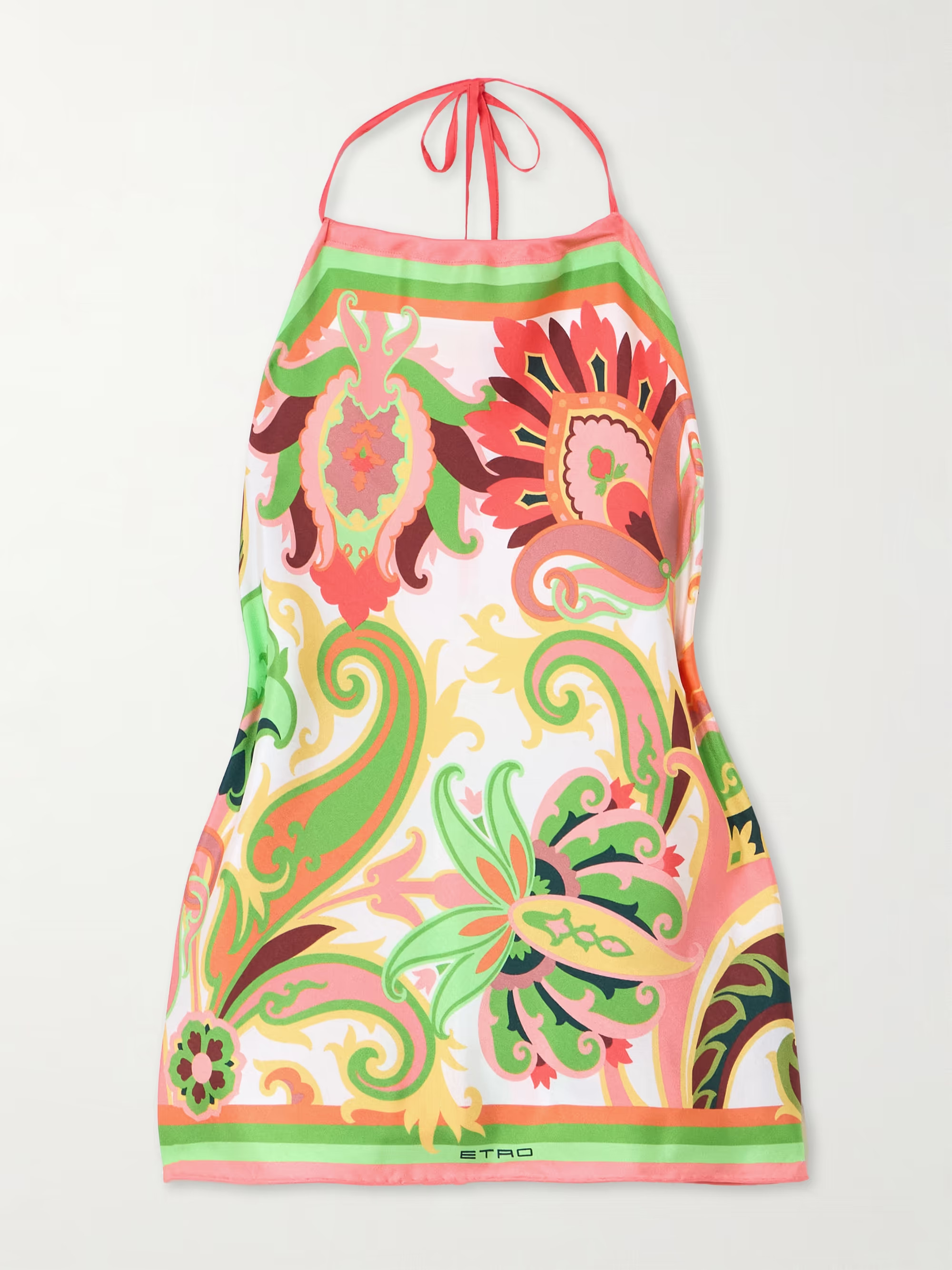 Printed silk-twill halterneck top | NET-A-PORTER (US)