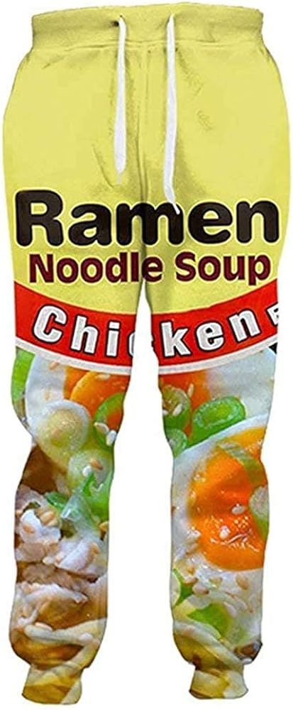 3D Ramen Chicken Noodle Soup Beef Pant Food Funny Trousers Men Women Cotton Novelty Pants | Amazon (US)