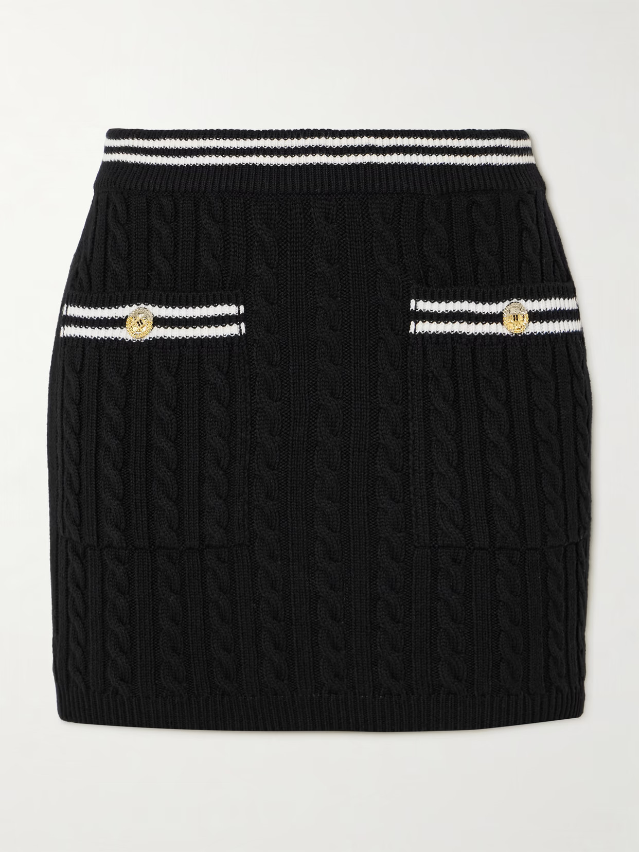 Alessandra Rich - Cable-knit Cotton Mini Skirt - Black | NET-A-PORTER (US)