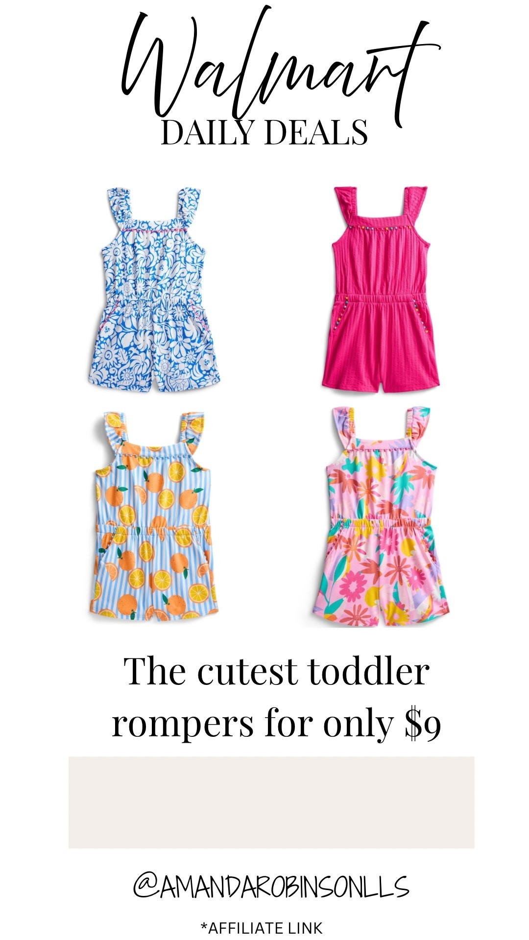 Walmart Daily Deals
Toddler rompers 

#LTKKids