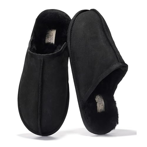 Project Cloud Mens Slippers 100% Genuine Leather with Ultra Soft Memory Foam Insole Scuff House Slippers for Men - Lightweight and Non-Slip Cozy Men Footwear(Colin, BLK, 10.5) | Amazon (US)
