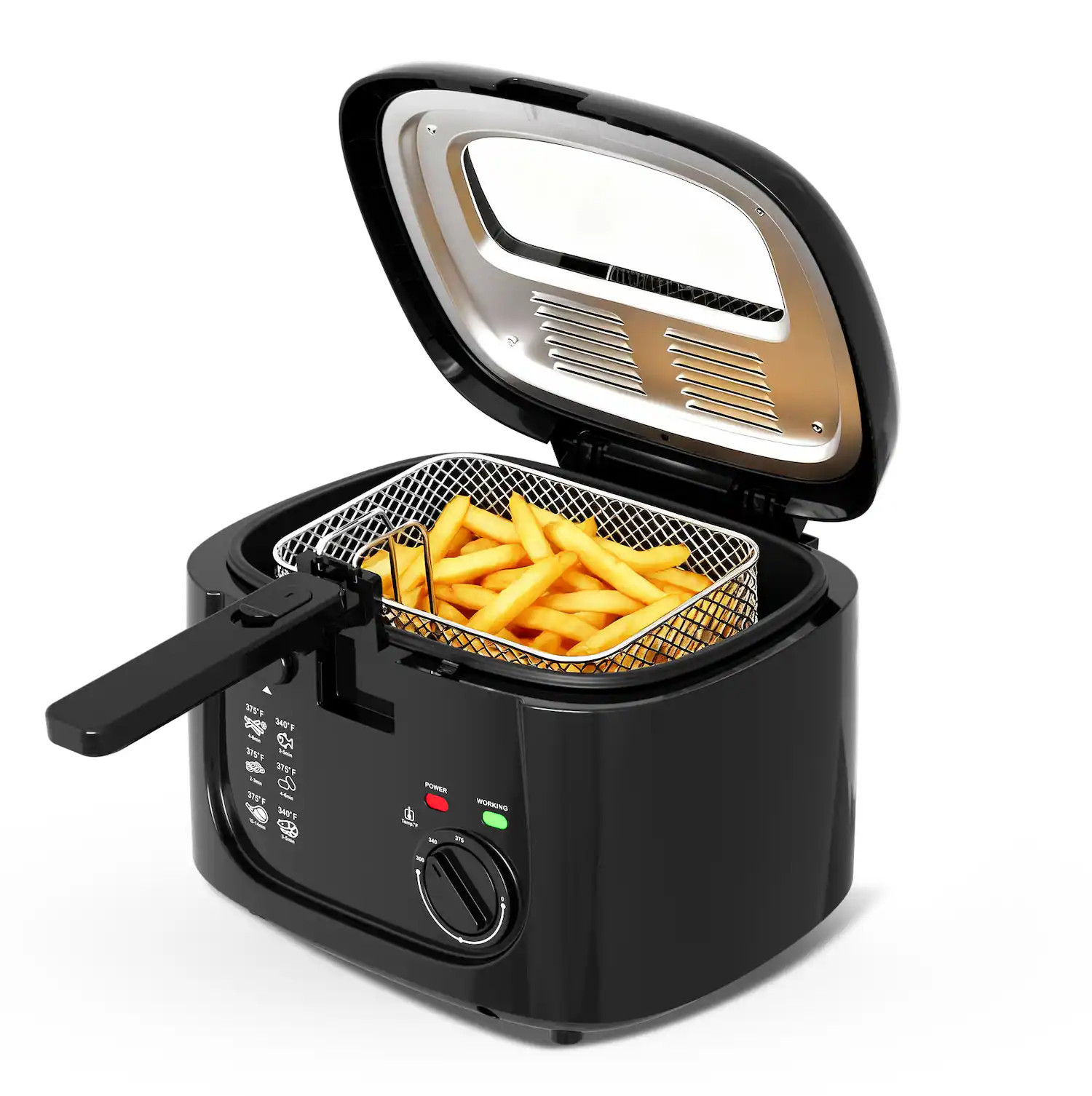 KEINVE - 1500W Deep Fryer with Adjustable Temp Control, 2.5L Non-Stick Basket & Viewing Window, Removable Lid - Black | Best Buy U.S.