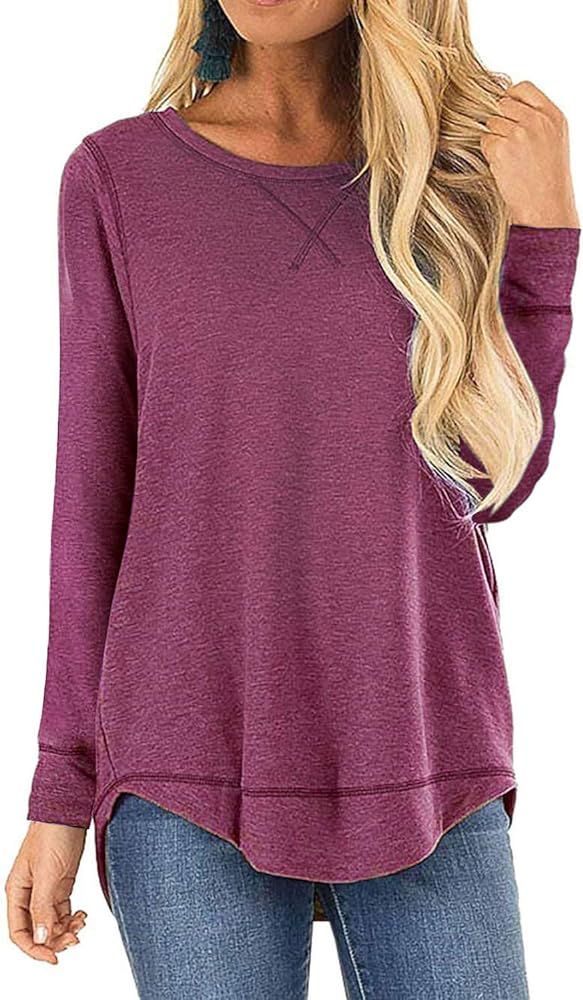 JomeDesign Tops for Women Long Sleeve Side Split Casual Loose Tunic Top S-XXL | Amazon (US)