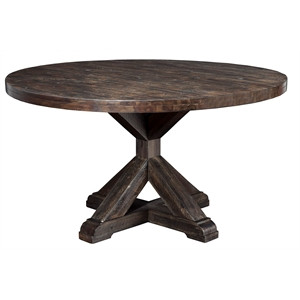 Alpine Furniture Newberry Wood Round Dining Table in Salvaged Gray | Cymax