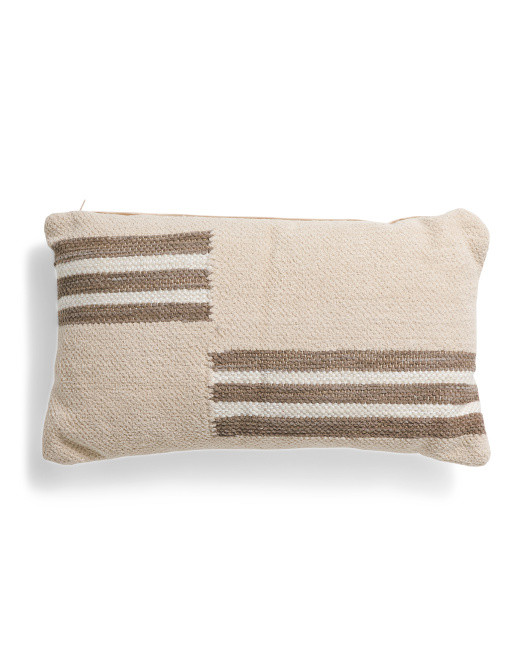 14x24 Cotton Woven Texture Striped Pillow | TJ Maxx