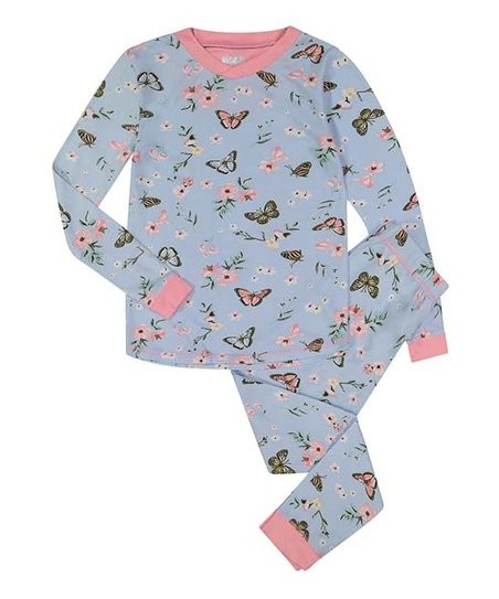 Blue Butterfly Pajama Set - Girls | Zulily