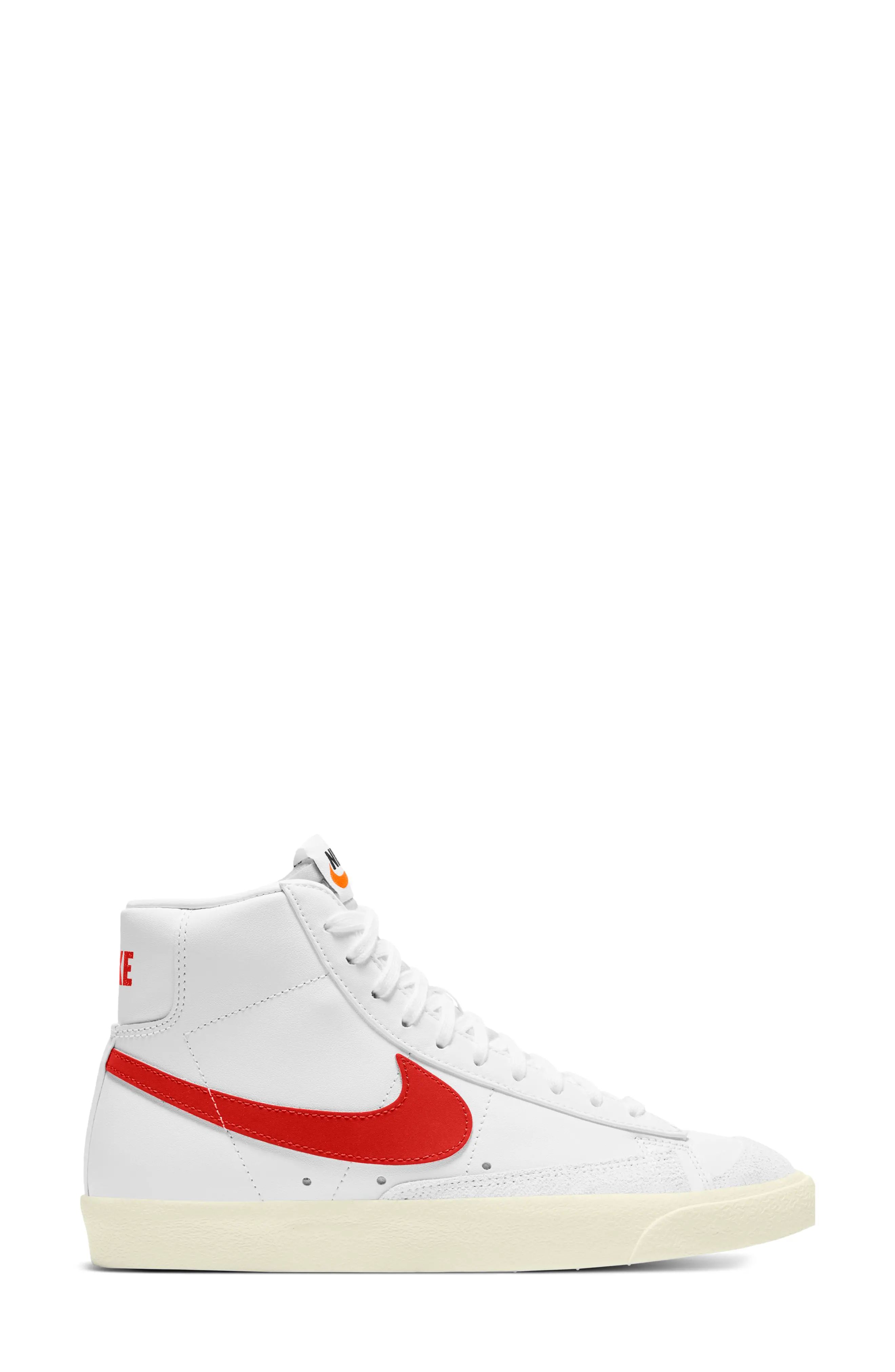 Nike Blazer Mid '77 High Top Sneaker, Size 5.5 in White/Habanero Red/Sail at Nordstrom | Nordstrom