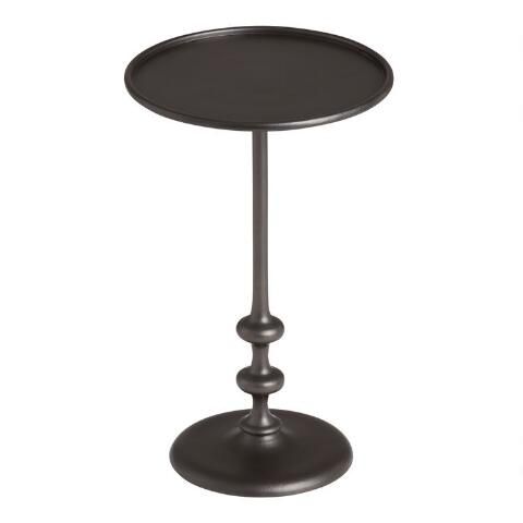 Kitt Round Blackened Bronze Bobbin Accent Table | World Market